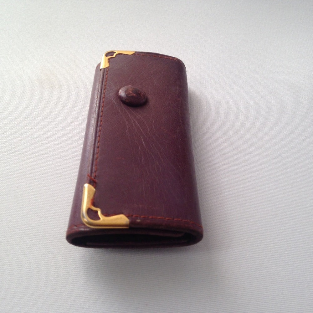 Rare, Cartier Burgundy Leather 4 Hooks Key Case