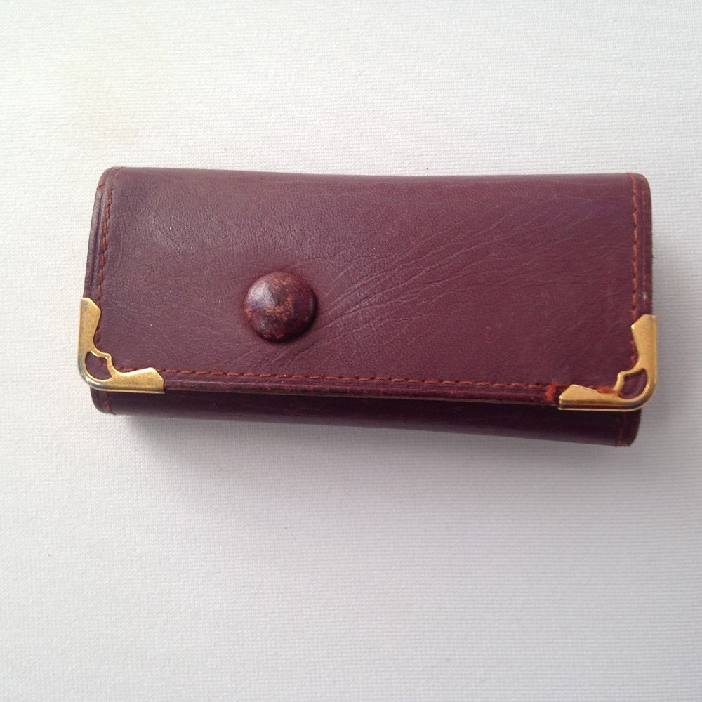 Rare, Cartier Burgundy Leather 4 Hooks Key Case