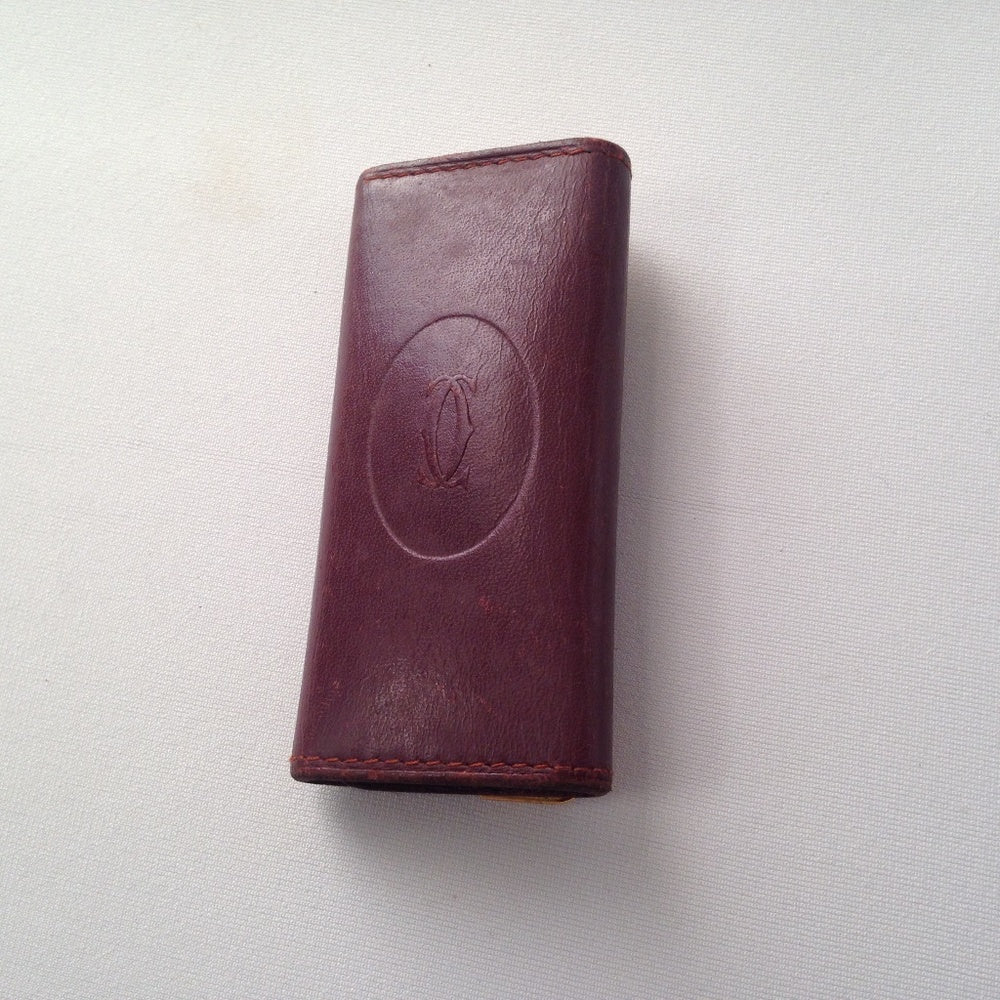 Rare, Cartier Burgundy Leather 4 Hooks Key Case