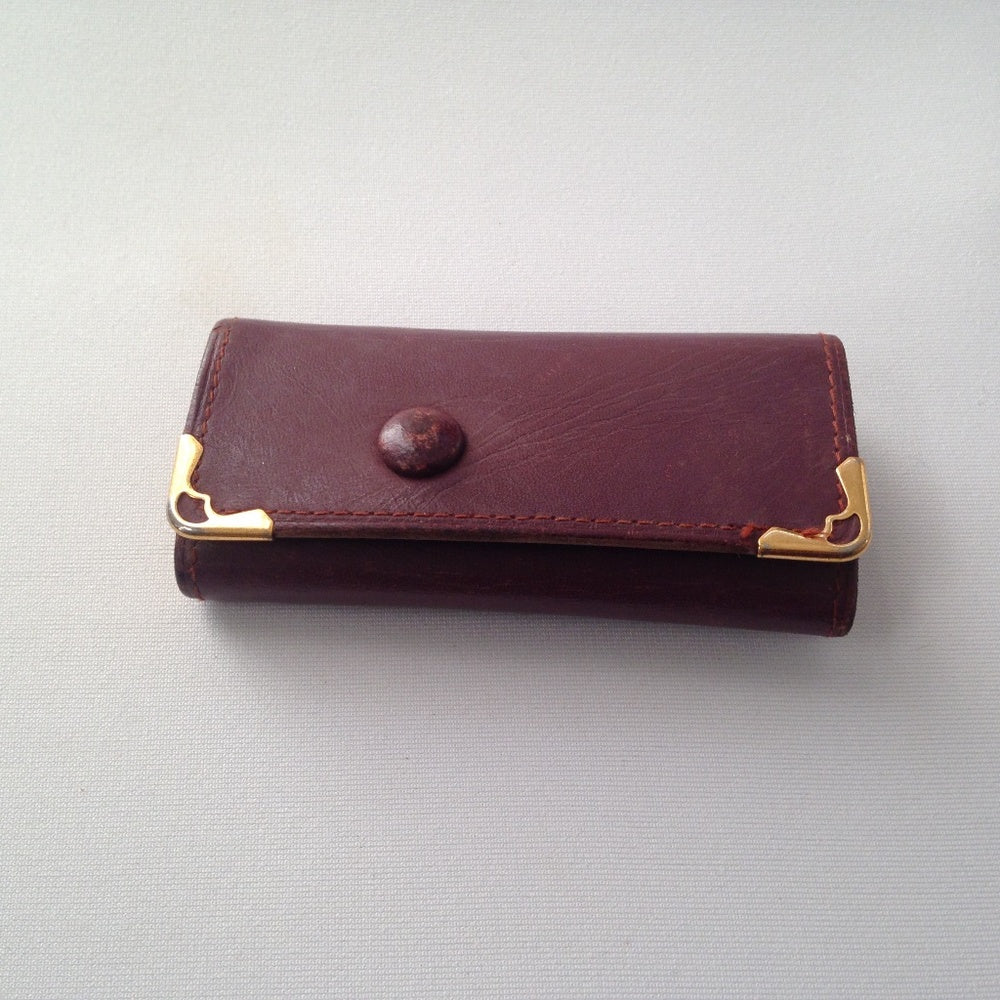 Rare, Cartier Burgundy Leather 4 Hooks Key Case