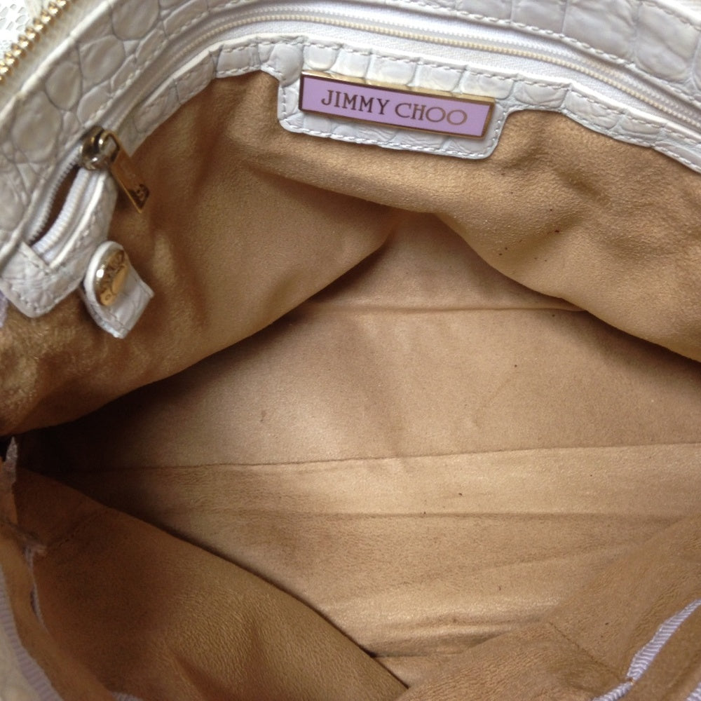Jimmy Choo White Crocodile Leather Hand Bag