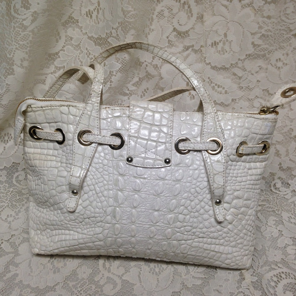 Jimmy Choo White Crocodile Leather Hand Bag