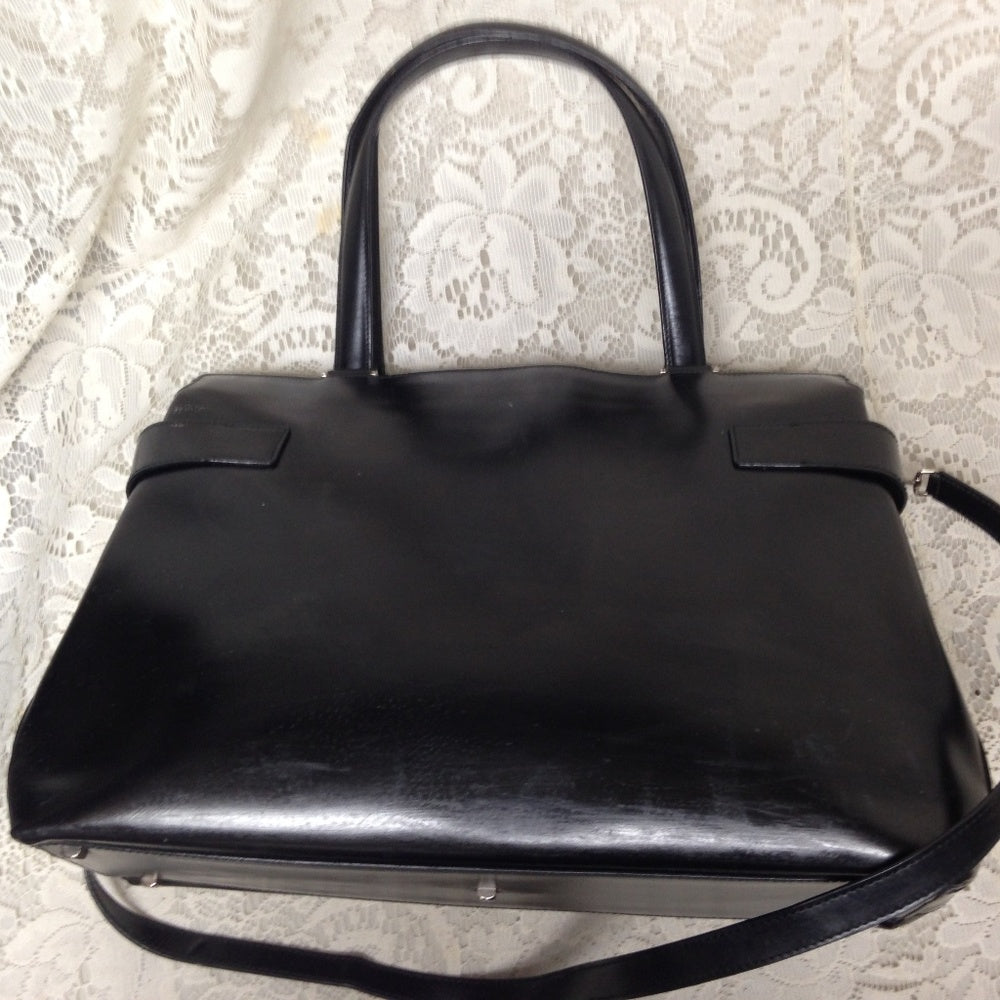 Ferragamo, 2-way Black Leather Handbag-Crossbody