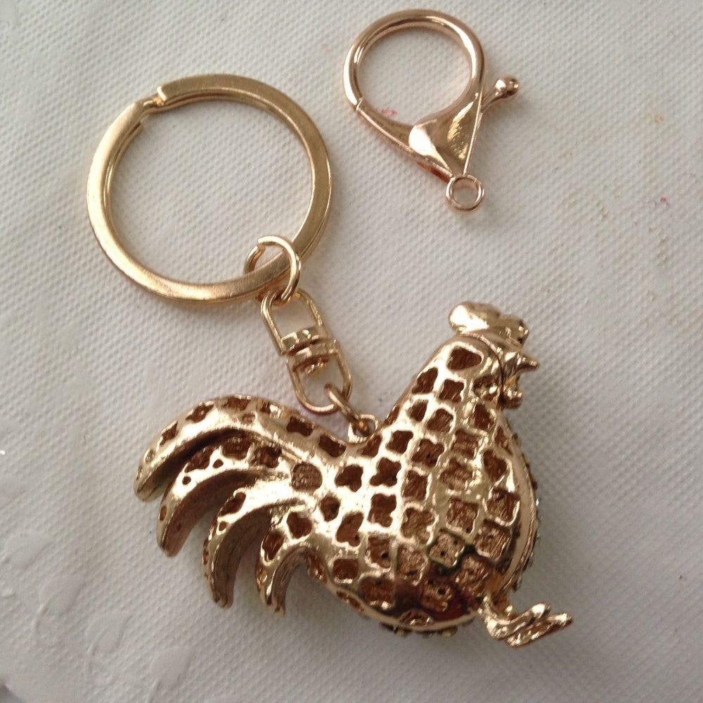 2-way Multi color Rhinestone Rooster Handbag Charm or Key Chain