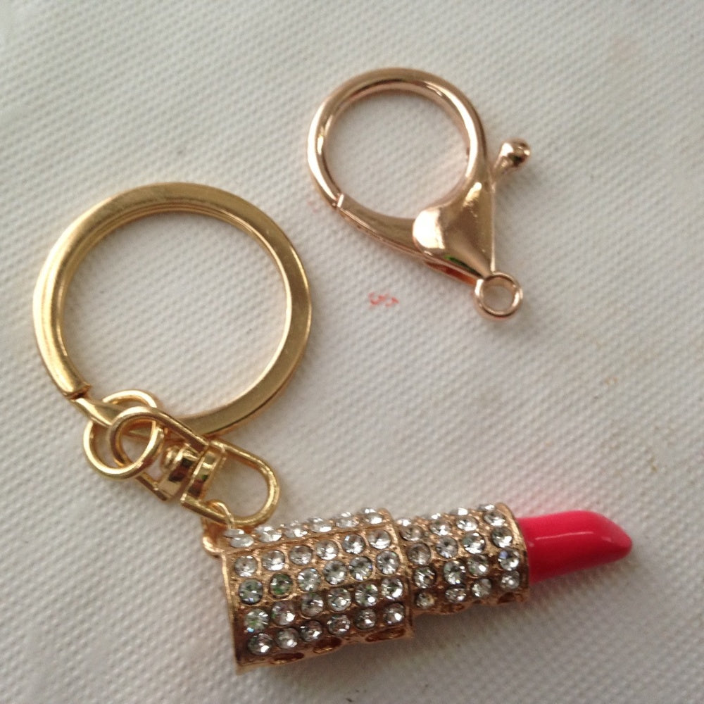 2-Way, Lipstick Rhinestone Handbag Charm-KeyChain