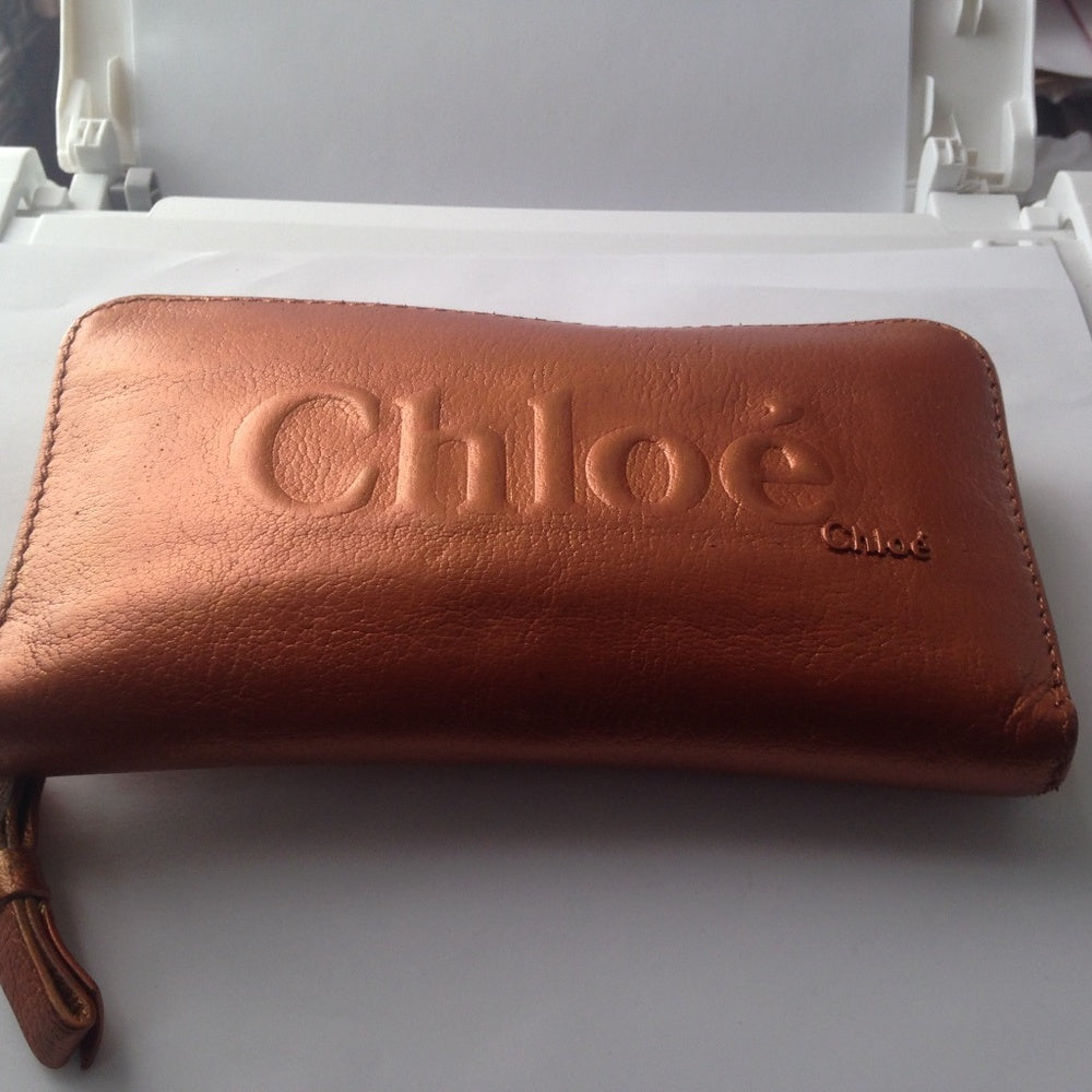 Authentic Chloe Metallic Copper Zippy Long Wallet