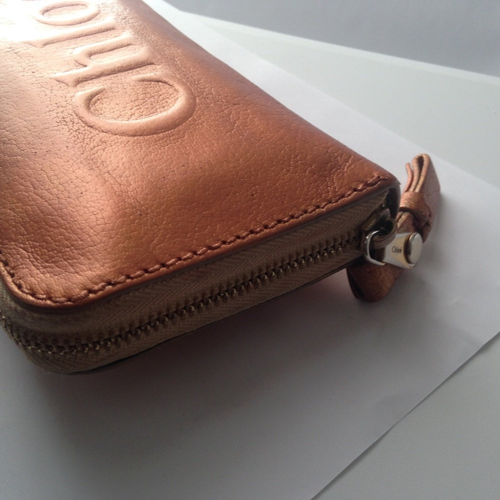 Authentic Chloe Metallic Copper Zippy Long Wallet