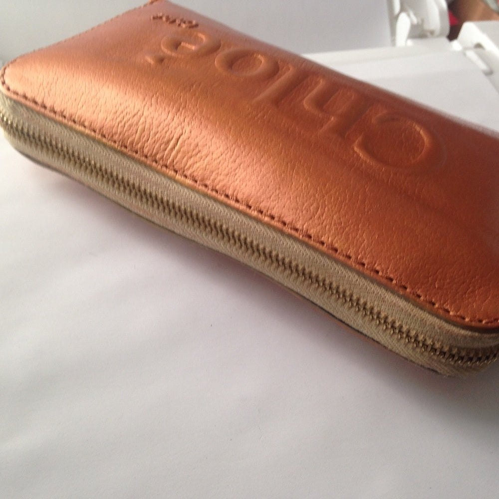 Authentic Chloe Metallic Copper Zippy Long Wallet