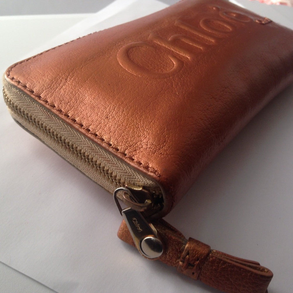 Authentic Chloe Metallic Copper Zippy Long Wallet