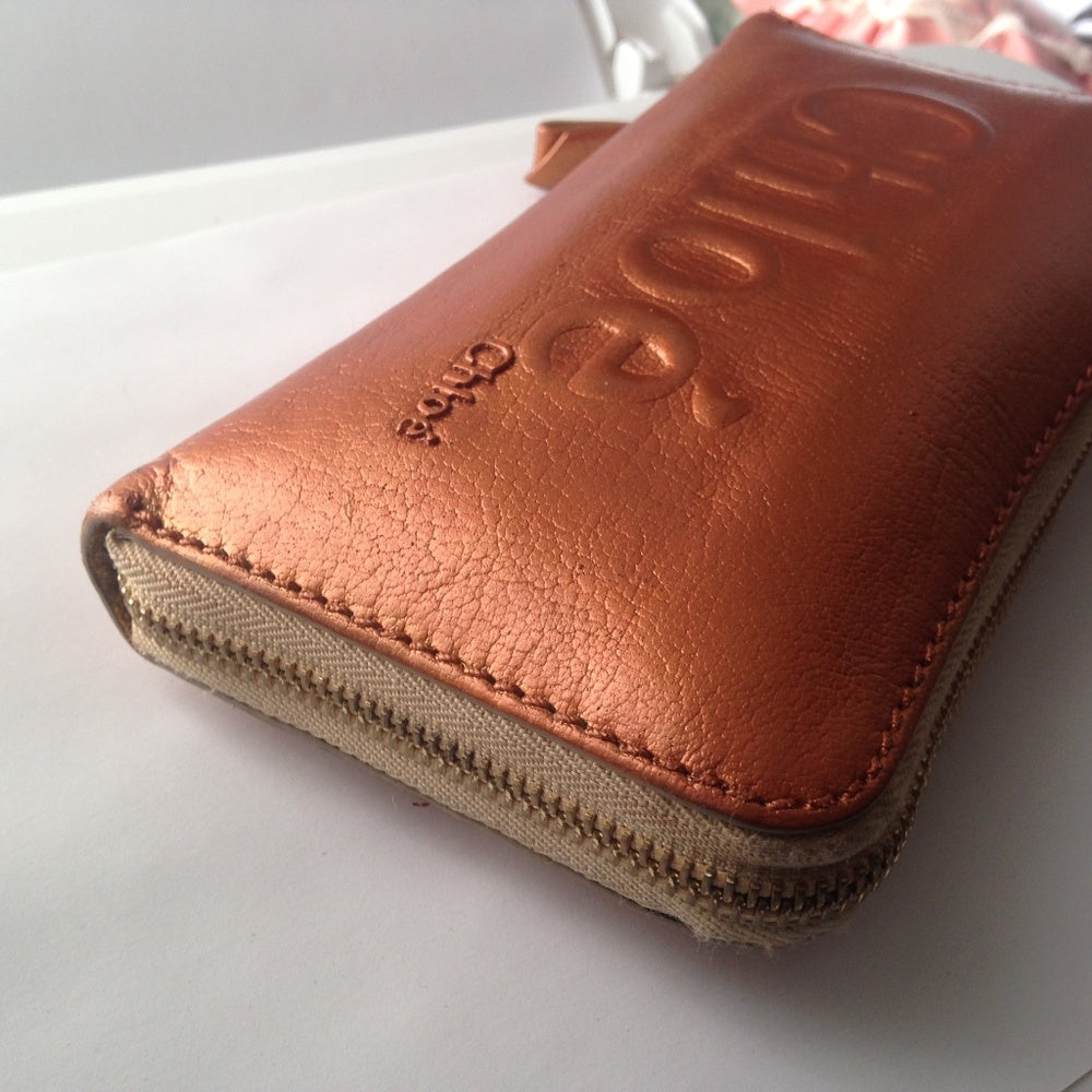 Authentic Chloe Metallic Copper Zippy Long Wallet