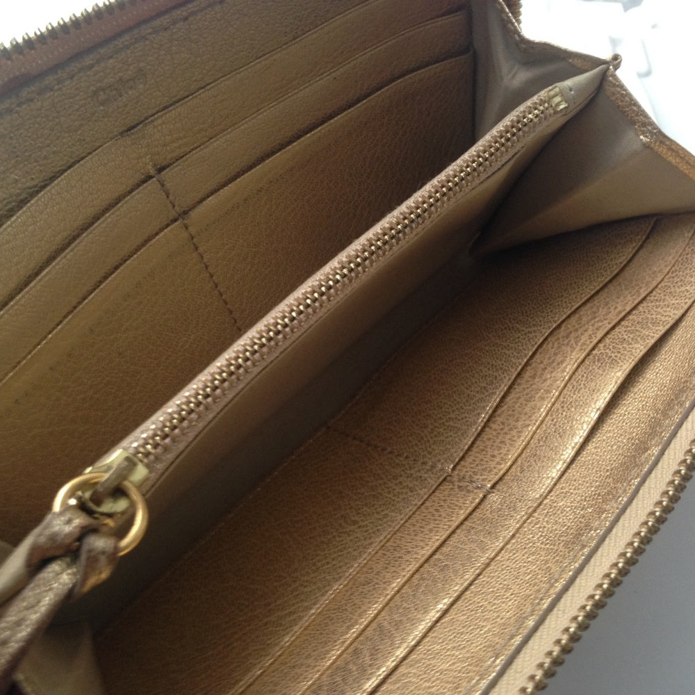 Authentic Chloe Metallic Copper Zippy Long Wallet