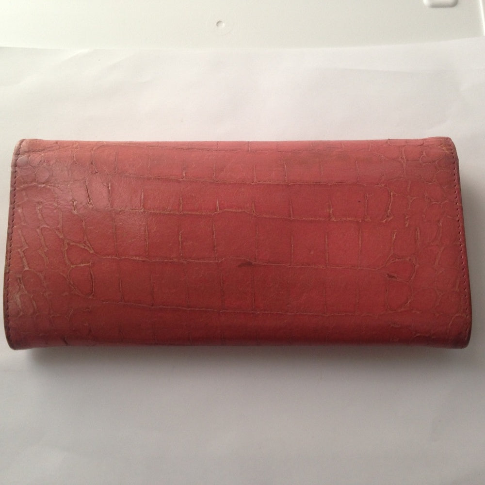 Miu-Miu Pink Crocodile Leather Long Wallet