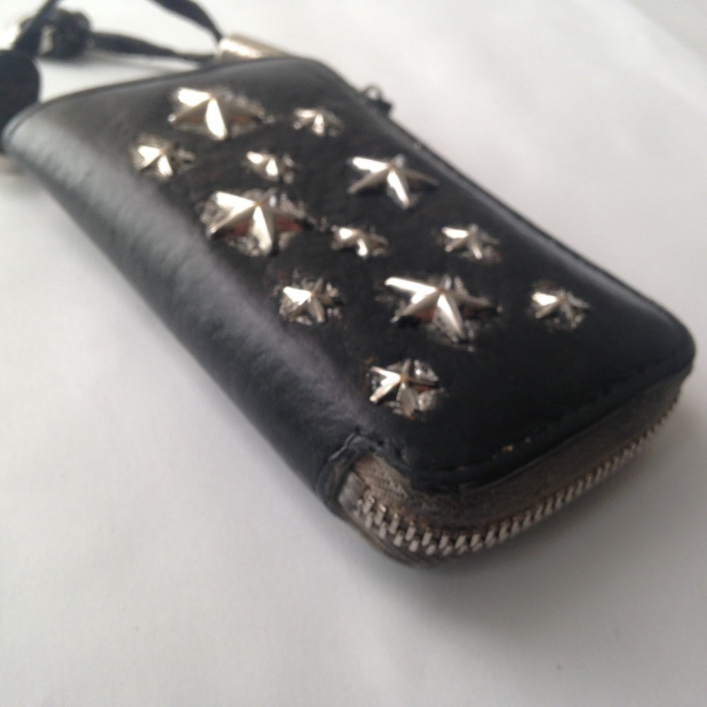 Jimmy Choo Black Leather-Silver Star Coin-Key Case