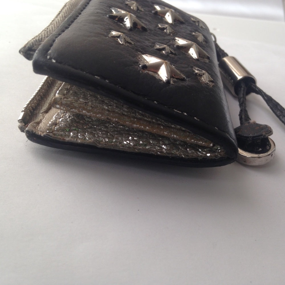 Jimmy Choo Black Leather-Silver Star Coin-Key Case