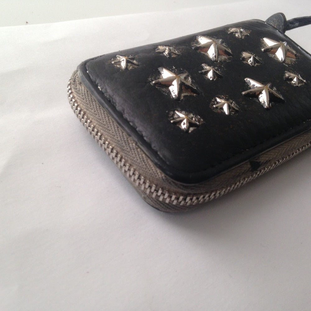 Jimmy Choo Black Leather-Silver Star Coin-Key Case