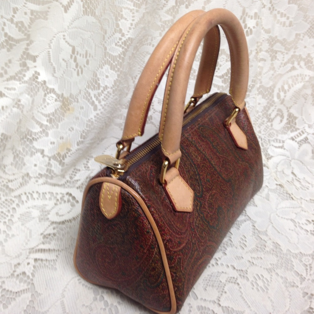 Etro, Italy, Burgundy Paisley Mini Speedy Style Ha