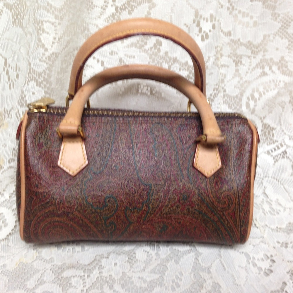Etro, Italy, Burgundy Paisley Mini Speedy Style Ha