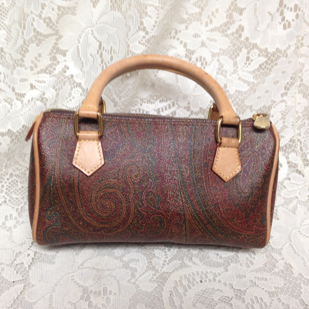 Etro, Italy, Burgundy Paisley Mini Speedy Style Ha