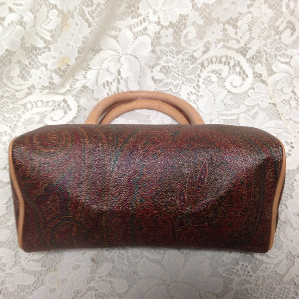 Etro, Italy, Burgundy Paisley Mini Speedy Style Ha