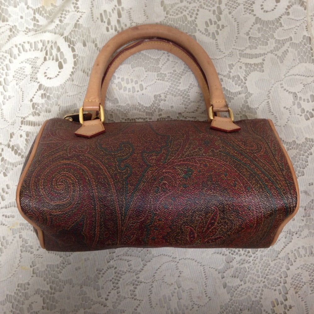 Etro, Italy, Burgundy Paisley Mini Speedy Style Ha