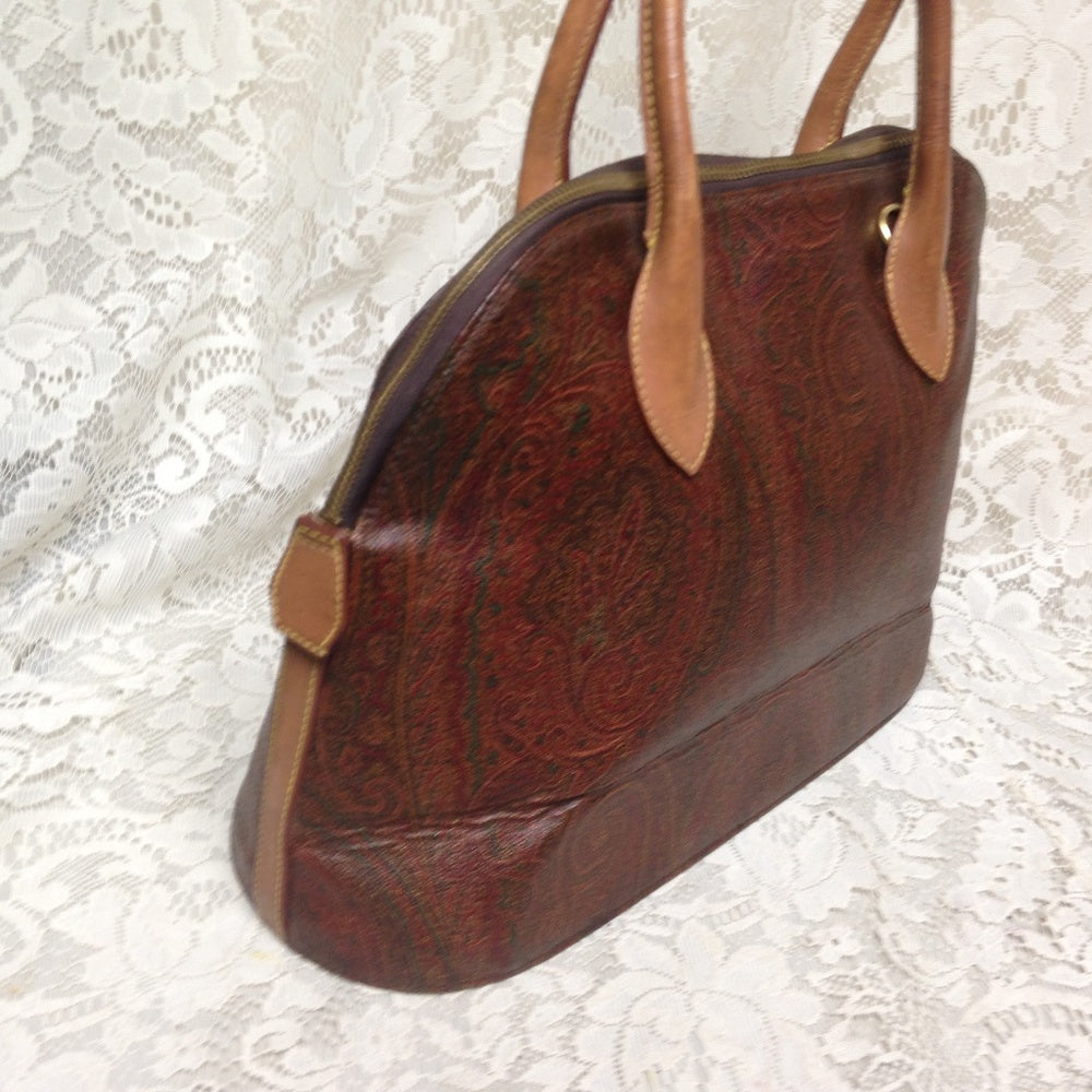 Etro, Italy, Burgundy Paisley Alma Style Handbag