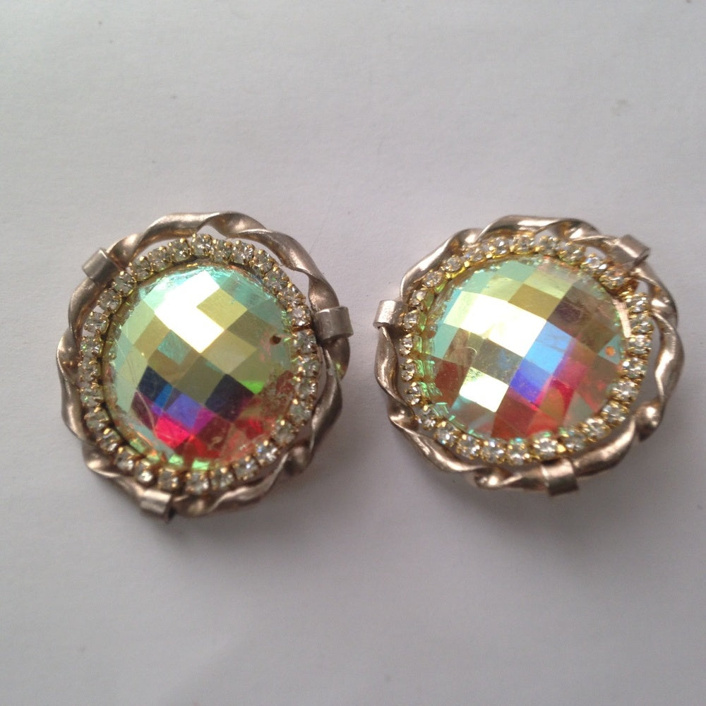 Vintage, Rare 1950s, Star Gold Tone, Clip Earrings