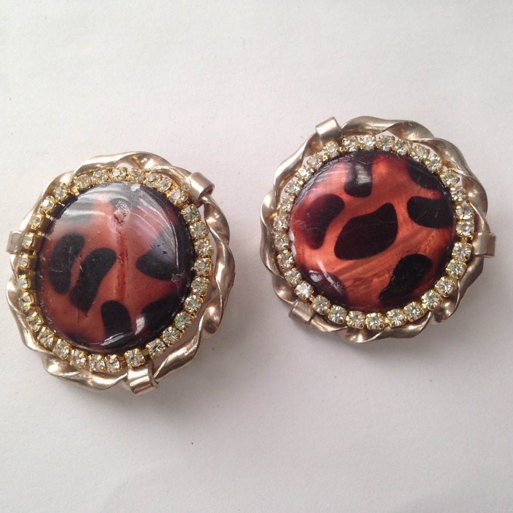 Vintage, Rare 1950s, Star Gold Tone, Clip Earrings