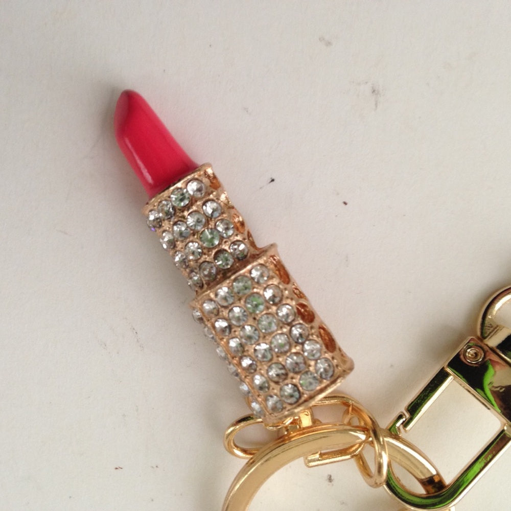 2-Way, Lipstick Rhinestone Handbag Charm-KeyChain