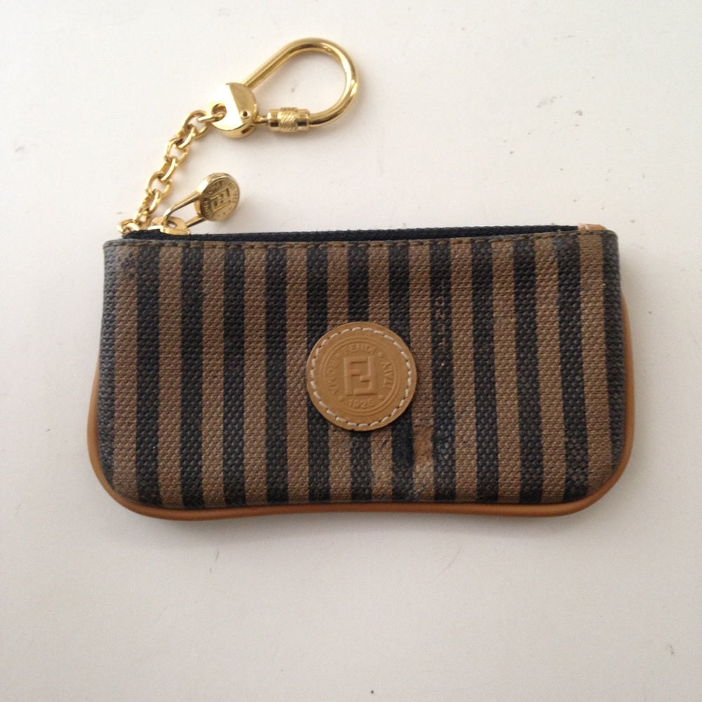 Fendi Italy, Pekin Stripes Coin Purse-Key Case