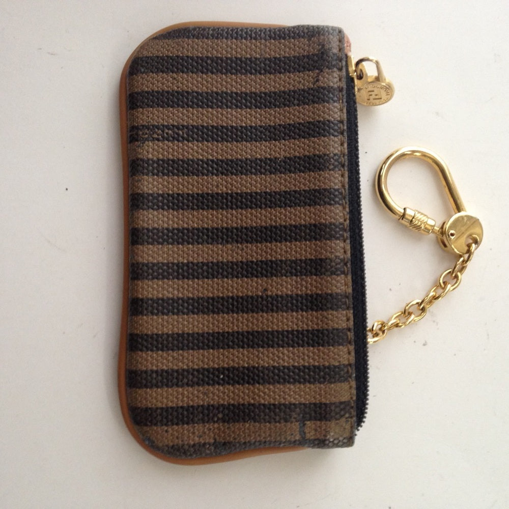 Fendi Italy, Pekin Stripes Coin Purse-Key Case