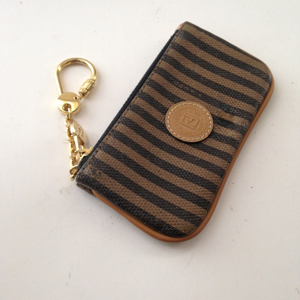 Fendi Italy, Pekin Stripes Coin Purse-Key Case