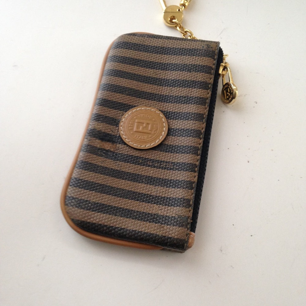 Fendi Italy, Pekin Stripes Coin Purse-Key Case