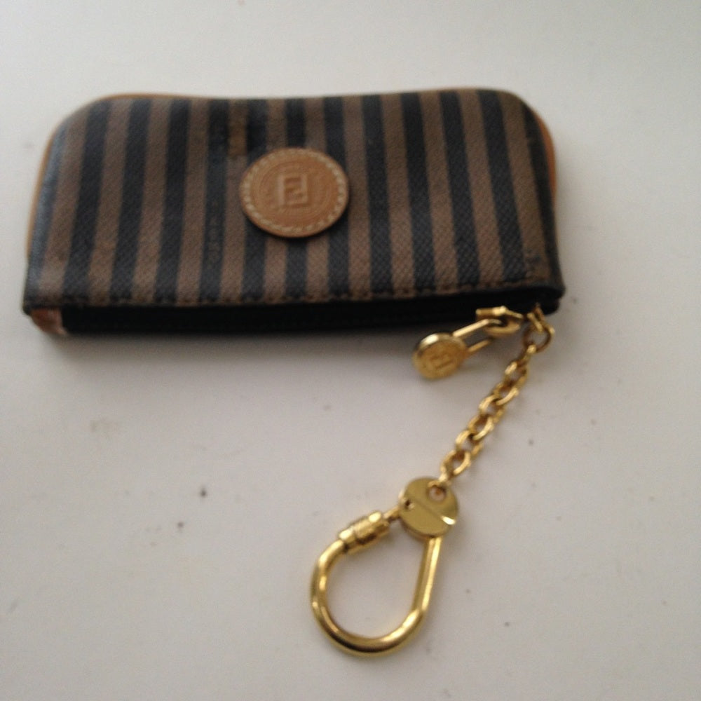 Fendi Italy, Pekin Stripes Coin Purse-Key Case