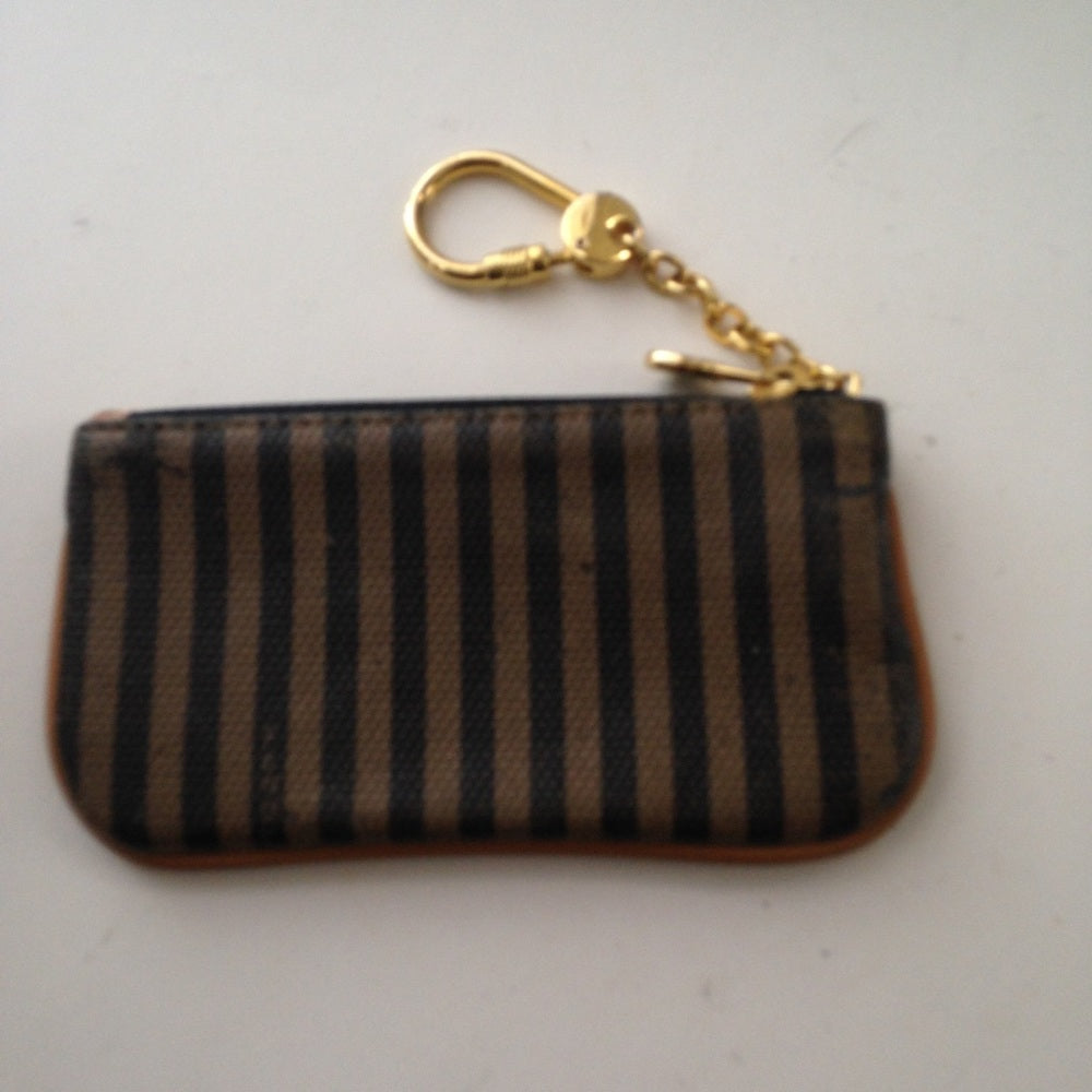 Fendi Italy, Pekin Stripes Coin Purse-Key Case