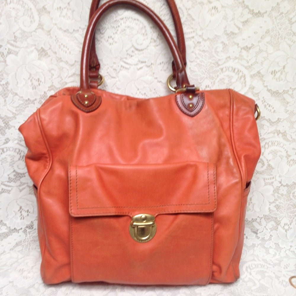 Marc Jacobs Orange Leather Weekend-Travel Tote