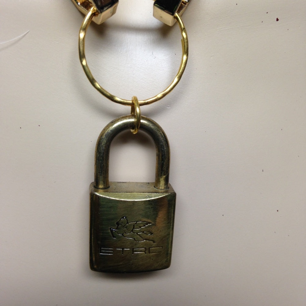 Etro, 2-way Handbag Charm-Padlock-Key Necklace