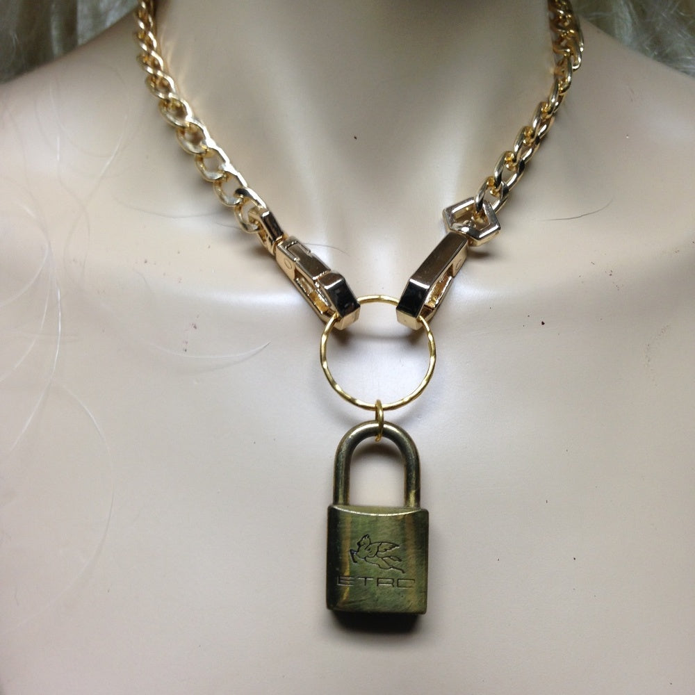 Etro, 2-way Handbag Charm-Padlock-Key Necklace