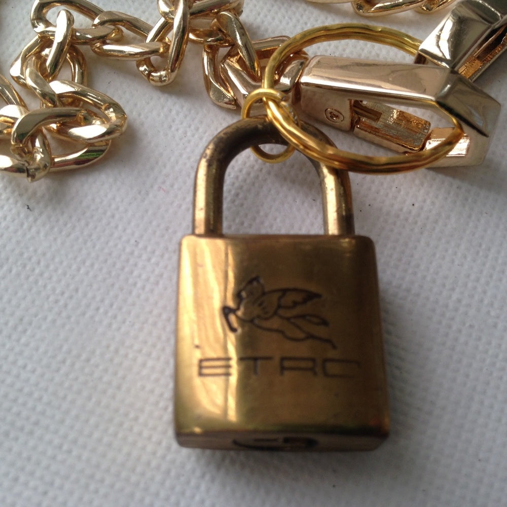 Etro, 2-way Handbag Charm-Padlock-Key Necklace
