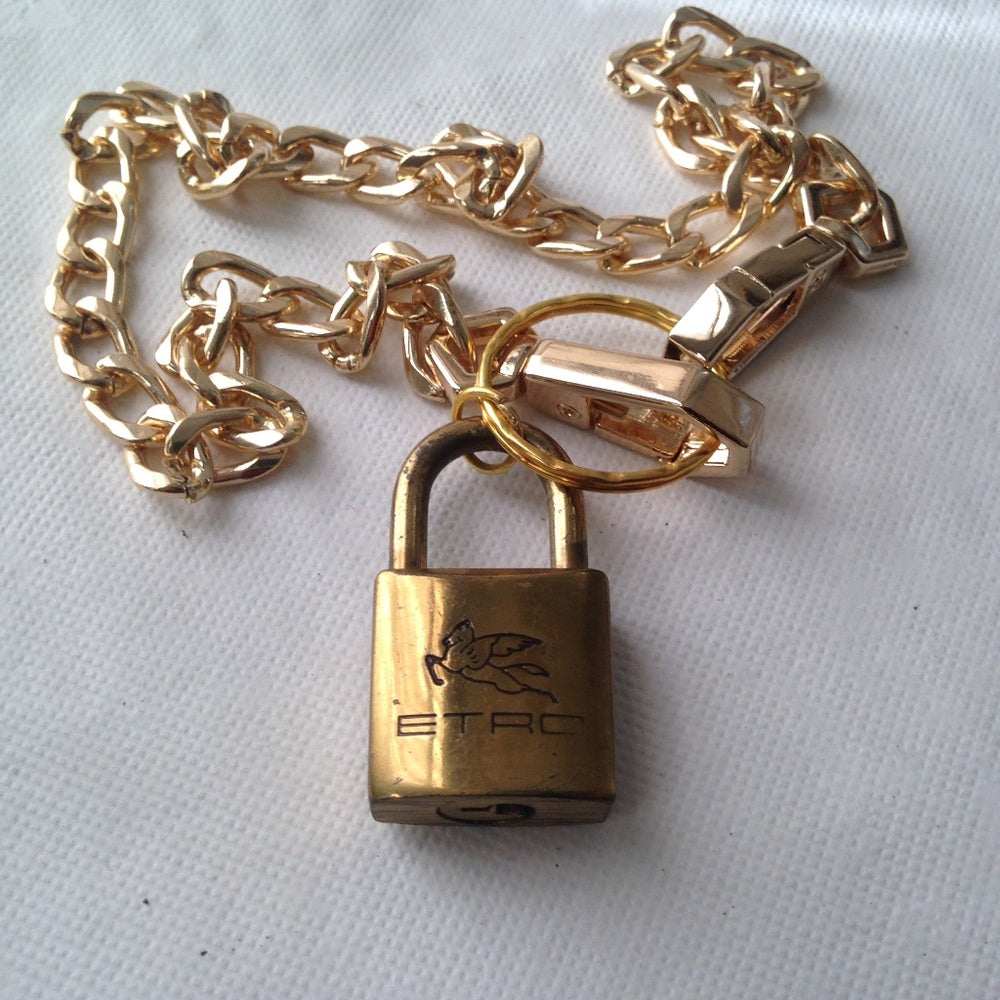 Etro, 2-way Handbag Charm-Padlock-Key Necklace