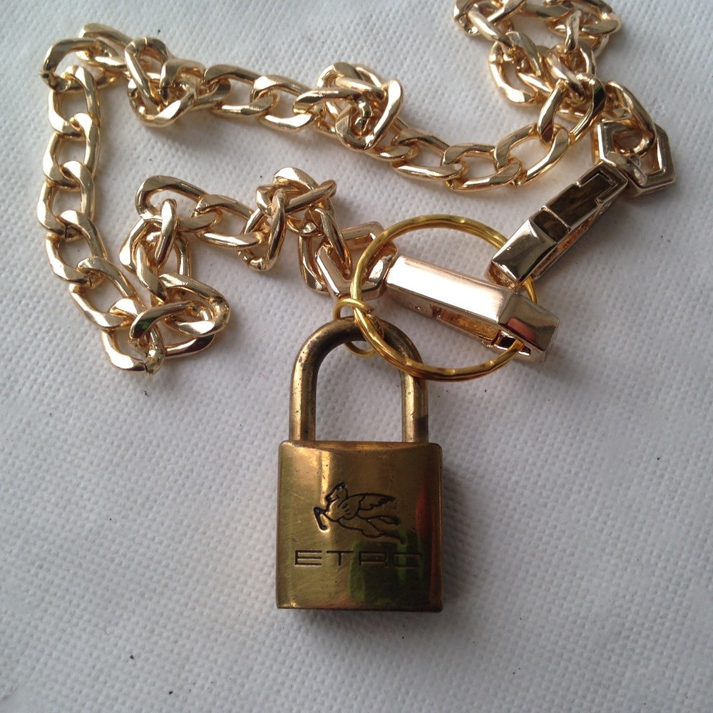 Etro, 2-way Handbag Charm-Padlock-Key Necklace