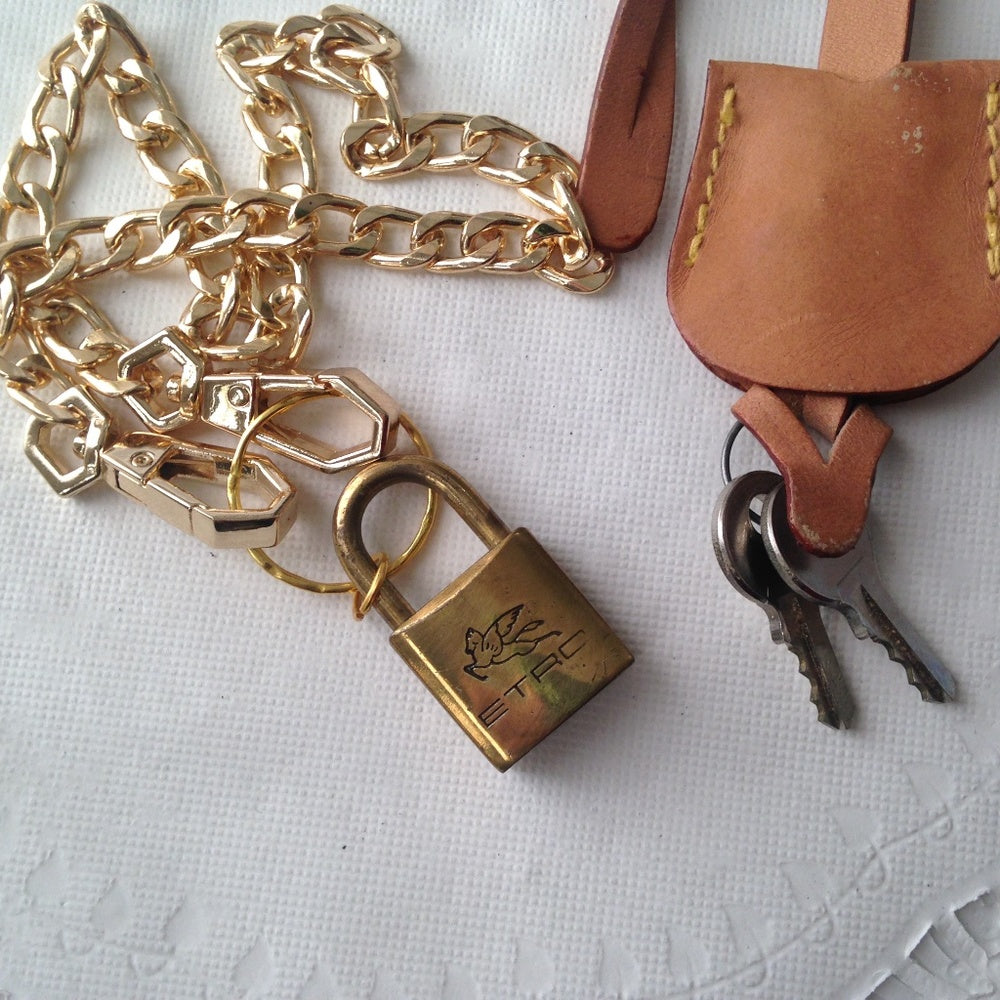 Etro, 2-way Handbag Charm-Padlock-Key Necklace