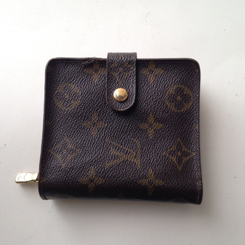 Louis Vuitton Brown Mono Compact Zip Pocket Wallet