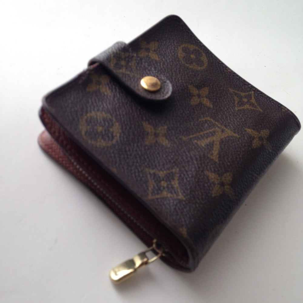 Louis Vuitton Brown Mono Compact Zip Pocket Wallet