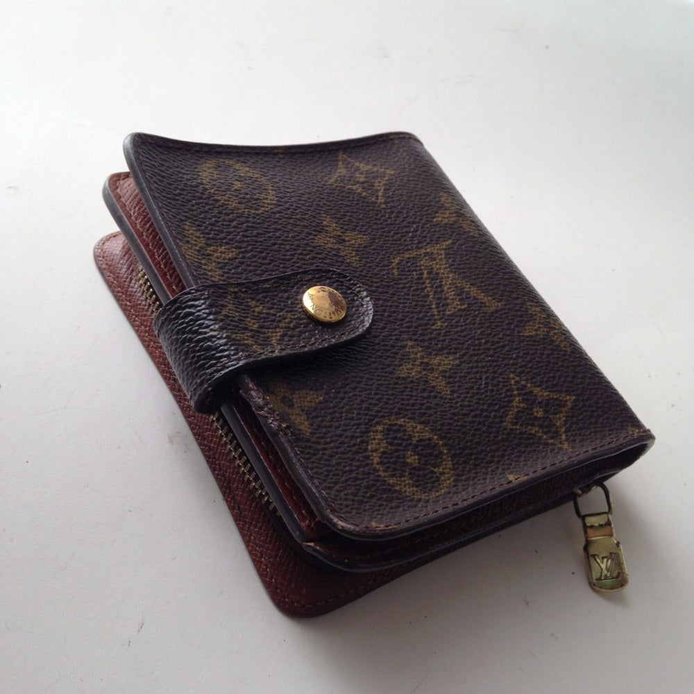 Louis Vuitton Brown Mono Compact Zip Pocket Wallet