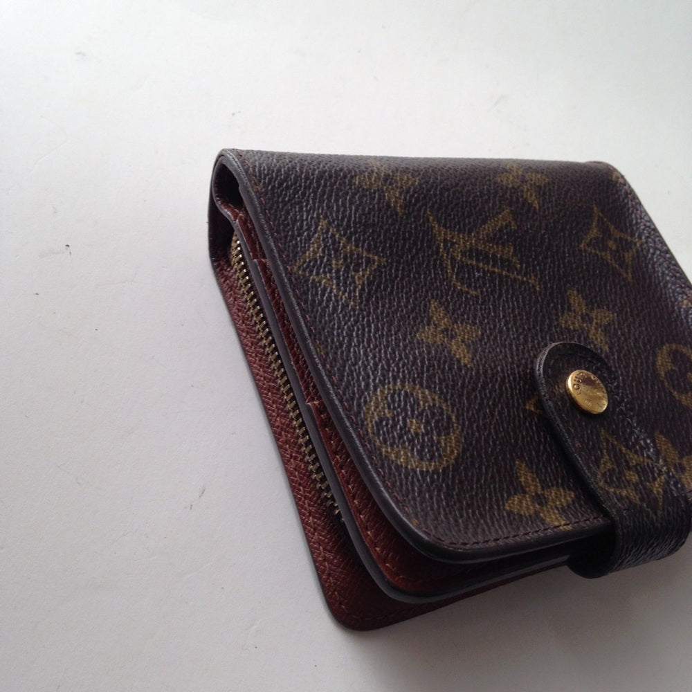 Louis Vuitton Brown Mono Compact Zip Pocket Wallet