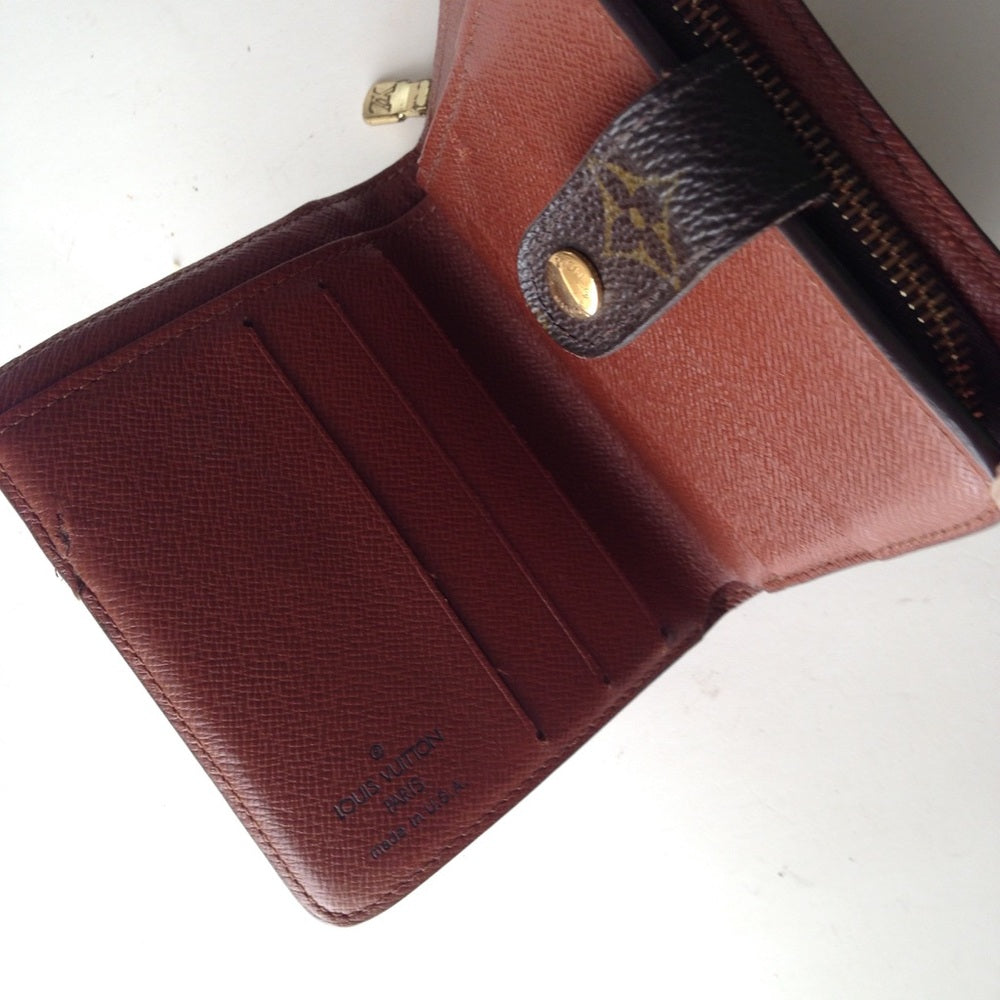 Louis Vuitton Brown Mono Compact Zip Pocket Wallet