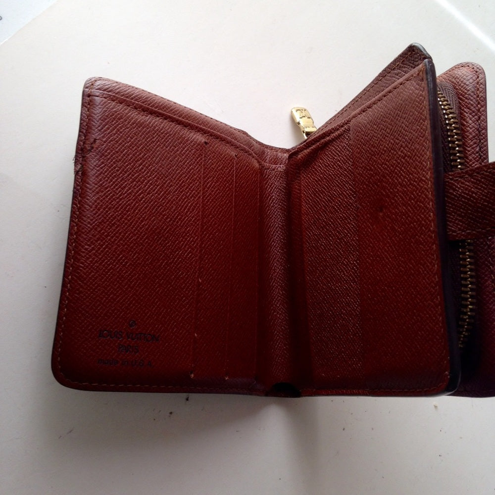 Louis Vuitton Brown Mono Compact Zip Pocket Wallet