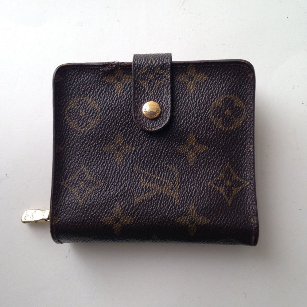 Louis Vuitton Brown Mono Compact Zip Pocket Wallet