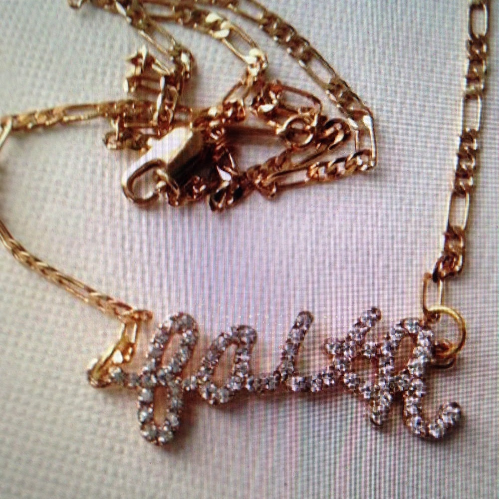 FAITH Rhinestone 20in Gold Filled Chain Necklace