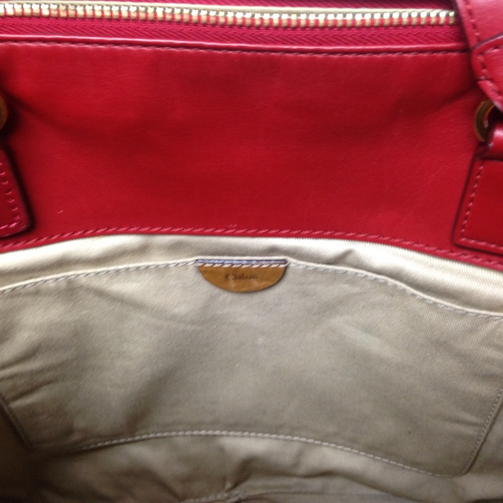 Chloe Large Red Leather Shoulder Bag
